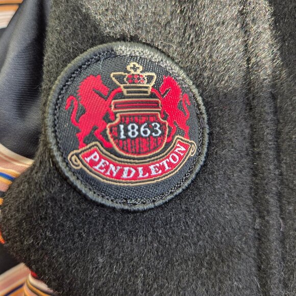 Vintage Pendleton Black Coat Womens XL Wool Blend Mid Length Water Resistant - Picture 11 of 12